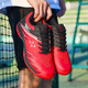 2025 new badminton training shoes for men and women, wear-resistant shock-absorbing mesh, breathable tennis sports professional competition shoes, black and red 41