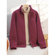 2025 middle-aged and elderly women's polar fleece jacket for spring and autumn warm fleece mother's wear sweatshirt stand-up collar cardigan jacket purple 2XL (recommended 105-120Jin Jin equals 0.5 kg)