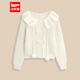 IEF/Aiyifu 2025 Unique and Beautiful Early Autumn Woolen Tops College Style Gentle Temperament Pullover Sweater Apricot One Size