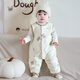 Baby overalls for baby girls, velvet winter one-piece autumn and winter early autumn style outer wear, double-sided warm velvet, coffee color, 90cm 18-24 months, weight 21-25Jin Jin is equal to 0.5 kg