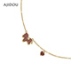 AJIDOU Ajidou Necklace Women's Shining Clavicle Chain Short Necklace Gold + Red 40.5cm 1 piece