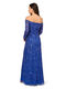 Adrianna Papell Women's Beaded Off Shoulder Gown Brilliant Sapphire 12
