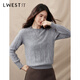 L.WEST crew neck pullover women's 2025 winter new simple commuting 100% wool cable knit sweater gray S 85-100Jin Jin equals 0.5 kg