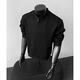 Capti American Polo Henry shirt long-sleeved sweatshirt men's autumn and winter trend cleanfit inner casual men's base sweatshirt black L