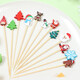 Zi Jiafu Christmas bamboo skewers candied haws skewers cedar Santa Claus combination fruit skewers household commercial disposable fruit forks Christmas mixed style (/pack) 100 pieces 12cm