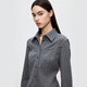 Langzi Cashmere Series 100 Pure Wool Commuting Style Simple Shirt Women's Tops 2025 Winter New Style Medium Gray XL