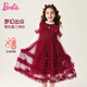 Barbie girls New Year's greetings winter skirt high-end princess dress red dress girl red birthday dress BY017