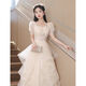 Ji Mi's birthday dress, new evening dress, female sense, niche light luxury, birthday coming-of-age ceremony, vocal arts test, champagne color L