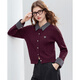 Betu women's 2025 winter new sweater lapel plaid stitching exquisite twisted rope fake two-piece top 2510T39 burgundy M