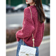 Demana thick stick stitch cardigan winter warm thick round neck sweater love metal buckle loose sweater top