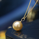 Weiyang 2025 Gold Store Light Gold Ocean Seawater Gold Bead Pendant for Women 18k Gold Plated Dry Rose Pearl 10mm