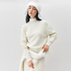 Same style as Semir shopping mall | Senrou Semir sweater for women winter short cable tie round neck loose 2025 new retro sweater milk white 10501 S