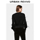 UR2026 Spring New Women's Charming Bright Silk Feather Round Neck Short Knitted Sweater UWG950286 Black XXS