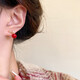 Small red bean acacia earrings for women, popular autumn and winter earrings, niche light luxury, high-end, temperament earrings, birthday gift, red round bead acacia earrings, one pair