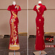 ROAR UTHAUG embroidered cheongsam embroidered and wedding dress 2025 bridal wedding dress Chinese wedding dress walk out of the pavilion toast dress engagement dress red cheongsam with free earrings S