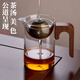 OIMG Xiaoqinggan special tea cup, reasonable shower cup, tea set, tea and water separation tea brewing set, portable large capacity, 1 pot, 6 cups, 350ml Xiaoqinggan Xiaoyao male cup, wooden handle - transparent color + 6 handle cups