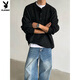 Playboy cleanfit henley collar sweater men's autumn and winter warm sweater men's inner long-sleeved base sweater floral gray 2XL 145 to 160 Jin Jin equals 0.5 kg can be worn