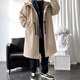 ROMON men's windbreaker mid-length business men's hooded coat loose large size men's autumn cloak khaki M