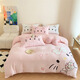 MUJI winter milk velvet appliqué embroidered four-piece set thickened double-sided velvet sheet quilt cover fitted sheet home dormitory warm kit cute cat-pink Class A baby velvet 1.8m bed sheet style four-piece set-quilt cover 200*230cm