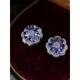 Fat Donglai's same model of tanzanite earrings, natural women's s925 silver inlaid with colored gemstones, amethyst flowers, atmospheric and cool tanzanite s925 silver earrings, white gold pair + white ear plugs