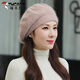 Woodpecker Women's Knitted Hat Winter Outdoor Warm Beret Grandma Mom Middle-aged and Elderly Wool Hat Fashionable and Versatile Khaki One Size