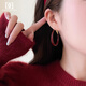 DAISY DREAM925 Silver Needle Temperament Red Large Hoop Earrings Women's Light Luxury Niche High-end Earrings Hot Stud Ear Accessories 3cm Red Hoop 925 Silver Needle