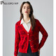 PALUOPO Romantic Rose Autumn and Winter New Cashmere Sweater Women's Knitted Cardigan Warm Sweater Outerwear ET2F8125R Big Red Gold S 155/95