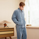 American Standard Winter Couple Pajamas Flannel Set Women's Coral Fleece Men's Home Clothes Plus Velvet to Keep Warmth Air Blue 2XL