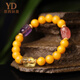 Italian natural beeswax bracelet for women, amber chicken fat, yellow honey, crystal Pixiu bracelet, round beads, original light luxury gift 8mm (with certificate)