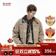 BJHG reckless American jacket men's autumn 2025 new corduroy stitching trendy brand workwear tops women's distressed khaki M