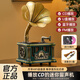 Los Bella Home Retro Phonograph European Living Room Solid Wood Antique Record Player Ornament Model Bluetooth Audio American Simulation Vinyl Record Player Classical Model 1906 Coffee Color-Upgraded CD Model/Charging and Plug-in Dual-use