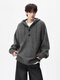 OEMG American heavyweight hooded sweater for men in autumn and winter trendy high-end knitted sweater button top lazy jacket gray XL recommended 110-130Jin Jin equals 0.5 kg