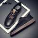Walker Shop Slip-On Business Casual Shoes High Quality Cowhide New Trendy Breathable Casual Leather Shoes Soft Bottom Shoes Men Black Genuine Men's Shoes 40