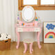 Shantou Lin Village Children's Dressing Table Princess Little Girl Play House Simulation Toy Wooden Cosmetic Table Girls Birthday Gift Little White Rabbit Dressing Table + Stool