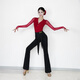 CONNY autumn and winter new high-end Latin dance clothing daily training uniform set special tops and pants for women adults cinnabar red long-sleeved one-piece top 3XL