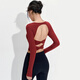 LULUUVTTOH autumn fixed bra yoga wear for women 2025 new backless Pilates training sports long-sleeved top maroon M (recommended 100-110 Jin Jin equals 0.5 kg)
