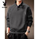 Playboy (PLAYBOY) high-end American retro heavyweight structure half turtleneck sweatshirt for men autumn new trendy loose henley shirt top for men burgundy 4XL suitable for 210-230Jin Jin equals 0.5 kg