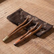 Xiyuanji walnut tea clip anti-scalding copper decorated Kung Fu tea set walnut tea clip-copper wood curved clip