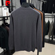 Pierre Cardin men's Henry round neck casual fashion sweater 2025 new spring and autumn sweater base layer versatile solid gray XL