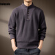 Bofayalo high-end American retro thickened and warm Henry collar men's sweater 2025 spring and autumn new heavyweight fashion gray khaki S_suitable for 90-110Jin Jin equals 0.5 kg