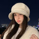 Rui Menghua 2025 new autumn and winter velvet thickened beret versatile large head circumference octagonal hat showing face small windproof warm hat beige M 55-58c one size fits all