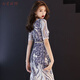 Meianjia evening dress women's new banquet noble and elegant long fishtail temperament celebrity sexy host slim golden L