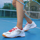 New 65z3 badminton shoes for men in autumn, anti-slip double mesh, lightweight rubber, wear-resistant, cushioning, children's competition shoes, white and red 42