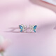 Saturday Fortune (ZLF) PT950 platinum stud earrings for women, blue gradient enamel smart butterfly dance earrings 1.57g