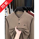 GOLDLION G+ German velvet two-button Henry collar sweatshirt men's autumn and winter new casual pullover loose long-sleeved bottoming shirt Khaki M (recommended 95-110Jin Jin equals 0.5 kg)