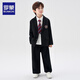 Romon Boys' Suit Suit New Middle and Large Boys Handsome British Boys Casual College Style Performance Dress Black 160