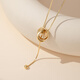 Yalundi golden double ring long necklace sweater chain light luxury high-end accessories women's 2025 new decorative long pendant