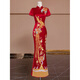 ROAR UTHAUG embroidered cheongsam embroidered and wedding dress 2025 bridal wedding dress Chinese wedding dress walk out of the pavilion toast dress engagement dress red cheongsam with free earrings S