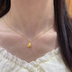 18K gold diamond love pendant, high-end love necklace for girlfriend birthday gift, heart-shaped necklace for women, yellow inlaid love heart