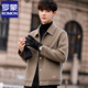 ROMON high-end wool double-sided woolen jacket woolen jacket men's 2025 autumn and winter new casual short style thickened and warm gray green thick style XL weight (135-150Jin Jin is equal to about 0.5 kg)